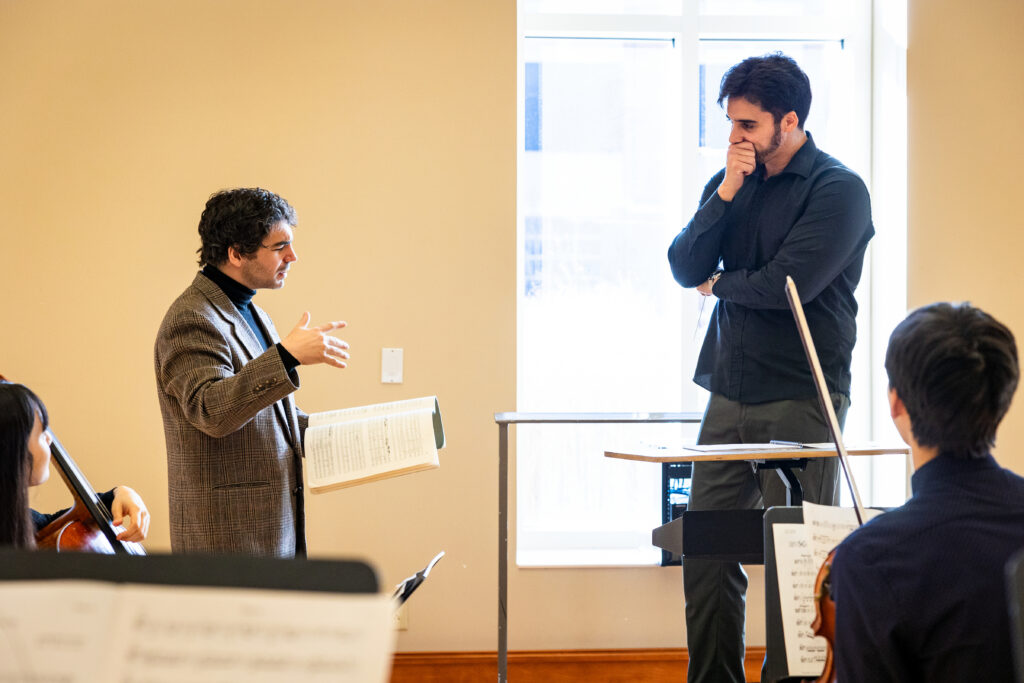 Conducting class in the School of Music in the College of Fine Arts on December 6, 2024.  Photo by Bobby Ellis/Ball State University